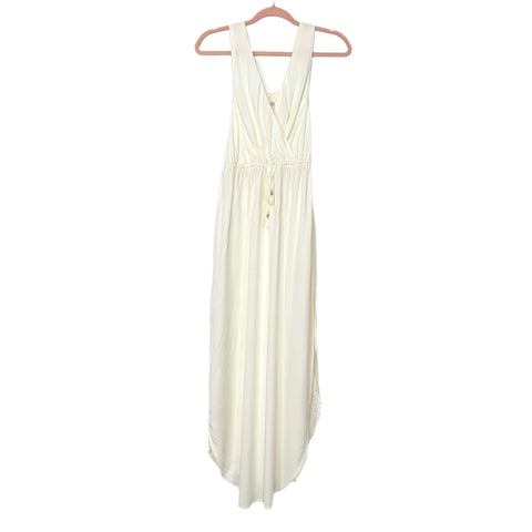 L Space Ivory Cross Front Drawstring Maxi Dress- Size S