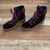 Sam Edelman Burgundy Velvet Combat Boots- Size 7.5