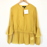Ellen Tracy Ruffle Sleeve Citrine Blouse NWT- Size S