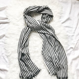 J. Crew Black and White Striped Scarf