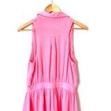 Parker Pink Button Front Tank Dress 100% Silk- Size XS