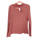 Halogen Front Cutout Mock Neck Long Sleeve Top- Size 1