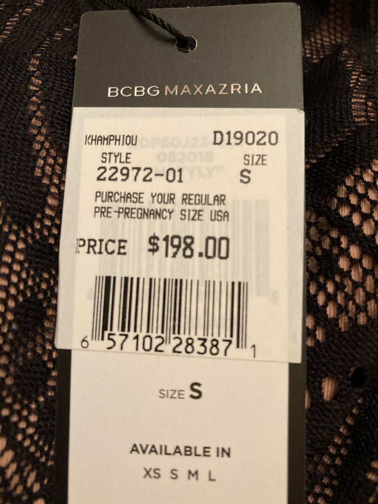 BCBGMAXAZRIA Black Lace with Nude Lining Dress NWT- Size S (see notes)   The Saved Collection