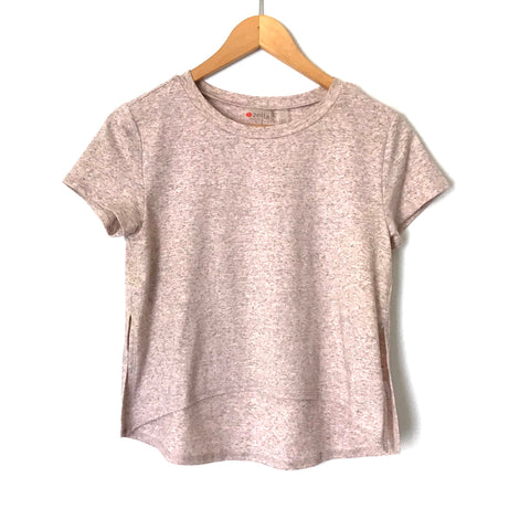 Zella Pink Heathered Pink Crop Top with Side Slits- Size XXS