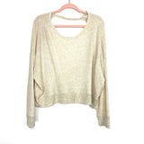 West Of Melrose Cream Waffle Knit Open Back Top- Size XL