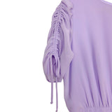 Maison Tara Lilac Drawstring Cinched Sleeves with Asymmetrical Hem Dress- Size 14