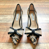 Nina Black/Gold/Silver Sequins with Mesh Bow and Sides Heels- Size 7 (Like New Condition)