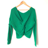 Pink Lily Green Knit Twist Back Sweater- Size S