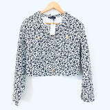 Sugar+Lips White/Black Leopard Mini Skirt and Cropped Denim Jacket NWT- Size S (SOLD AS SET)