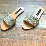 Steven By Steve Madden Canvas Beaded "Yes Please" Sandals- Size 8