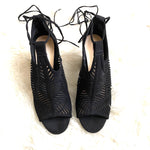 JustFab Black Open Toe Perforated Block Heels- Size 7