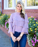 Bishop + Young Ruffle Mock Neck Top- Size S