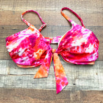 Swimsuits For All Red/Pink/Orange/White Padded Tie Dye Top With Adjustable Straps Hook Closure- Size 12 (We have matching bottoms)