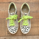 Gianni Bini Animal Print Neon Yellow Lace Sneakers- Size 7