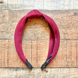 No Brand Wine Ribbed Knit Knot Headband