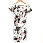 Pink Blush White Floral Fitted Maternity Dress- Size S