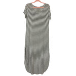 Pink Lily Gray/White Striped V-Neck Maxi Dress- Size M