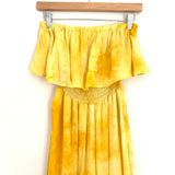 Favlux Yellow Tie Dye Strapless Maxi Dress- Size S