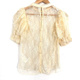 Free People Cream Lace Mock Neck Blouse with Ruffle Tiered Sleeves- Size XS (comes with tank!)