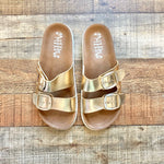 Mad Love Gold Double Strap Keava Footbed Sandals- Size 7 (see notes)