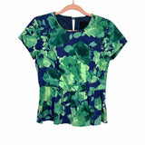 J Crew Collection Navy Blue/Green Peplum Top- Size 4 (See Notes)