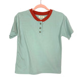 Madewell Blue and Rust Trim Button Top- Size XXS