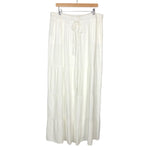 Amaryllis White Drawstring Wide Leg Linen Pants- Size 1X