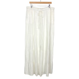 Amaryllis White Drawstring Wide Leg Linen Pants- Size 1X