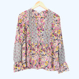 Allison Joy Pink Floral Patterned Blouse with Ruffle Cuff- Size XS