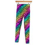 K Deer Neon Animal Print Sneaker Length Leggings- Size S (Inseam 23.5")