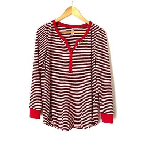 Jockey Red Striped Soft Long Sleeve Top- Size S