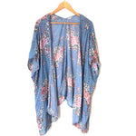 En Creme Blue Floral Print Kimono- Size S
