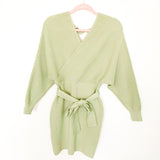 No Brand Green Ribbed Belted Sweater Dress- Size M