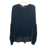 Sugar + L!ps Black Sheer Back Bubble Sleeve Top- Size M/L