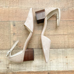 Sole Society Taupe Katrina Ankle Wrap Stacked Heel Pump Shoes- Size 9