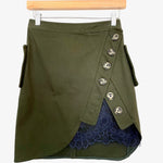 Self Portrait Olive Utility Skirt with Navy Lace Underlay- Size 4