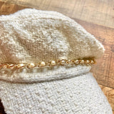 Leith Ivory Tweed Cap with Gold Pearl Chain NWT (sold out online)