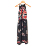 LOFT Black Paisley Print Drawstring Waist Dress- Size XS