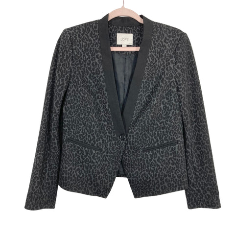 Ann Taylor Loft Black/Gray Animal Print Blazer- Size 8P
