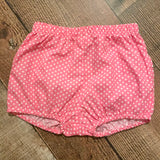 No Brand Pink and White Polka Dot Back Flower Detail Bloomers- Size 12M