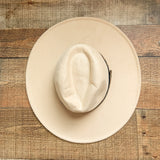 No Brand Cream Animal Print Belted Wide Brim Hat