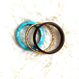 Nest Hammered Gold and Turquoise Rosewood Braclet Set