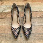 Marc Fisher Metallic Plaid Pointy Toe Chunky Heel Pumps- Size 7.5