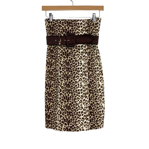Varga Strapless Animal Print Belted Skirt- Size S (fits like XXS)