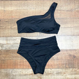 Shade & Shore x Target Black Mesh One Shoulder Padded Bikini Top- Size M (we have matching bottoms)