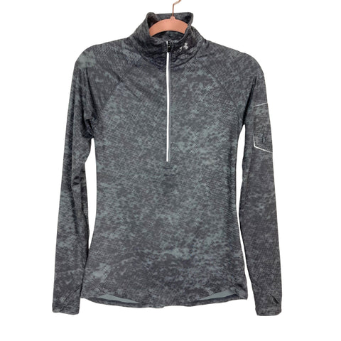 Under Armour Grey Printed Quarter Zip Pullover- Size XS