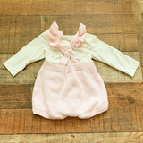 Cat & Jack Pink Knit Romper with Cream Onesie- Size 0-3M