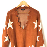Amaryllis Star Distressed Sweater- Size S