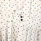 Blue Blush Polka Dot Bell Sleeve Front Knot Top- Size S