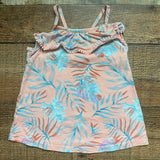 Osh Kosh Peach with Blue Palms and Ruffle Chest Spaghetti Strap Tank Top- Size 5